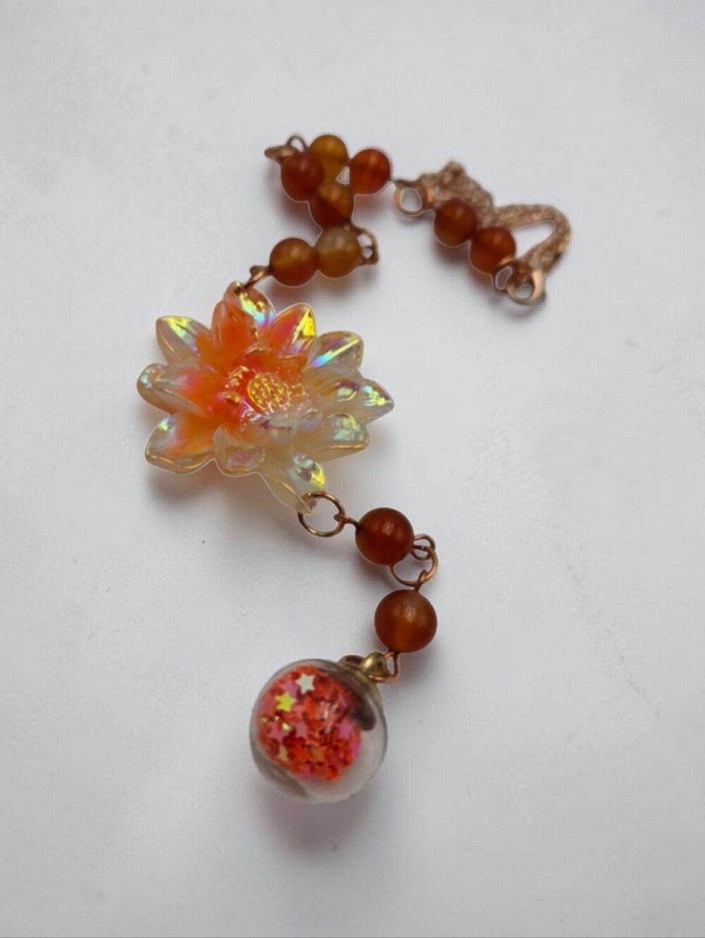 Handmade orange flower car charm